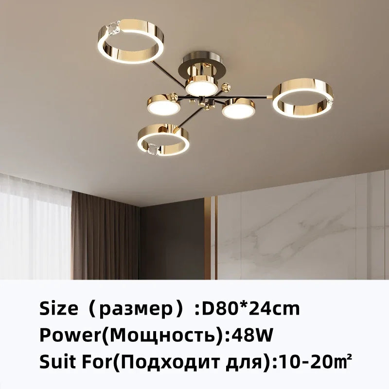 Modern Luxury Nordic Style Aluminum Circle Shaped LED Pendant Light Art Creative Lamp for Living Room Home Decoration Chandelier