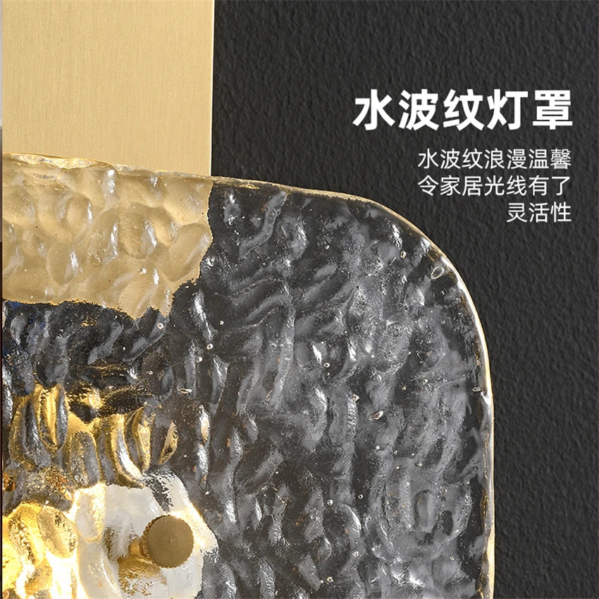 Modern Gold Full Copper Glass Living Room Wall Lamps Hotel Lobby Aisle Villa Bathroom Bedroom Home Art Deco Wall Lights