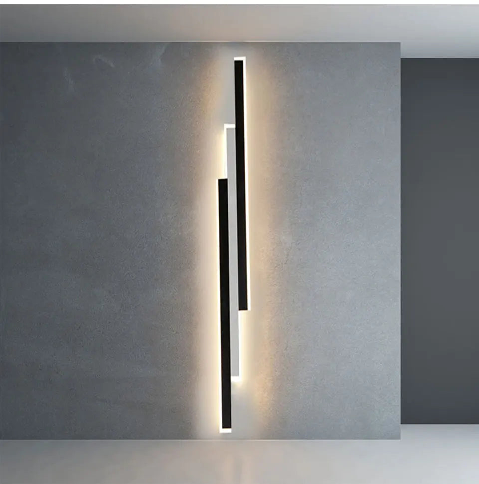 Outdoor Garden Wall Light Waterproof Long Strip Shape Lamp LED85v-265v Black&White Color Porch Lighting Fixture for Villa Garage