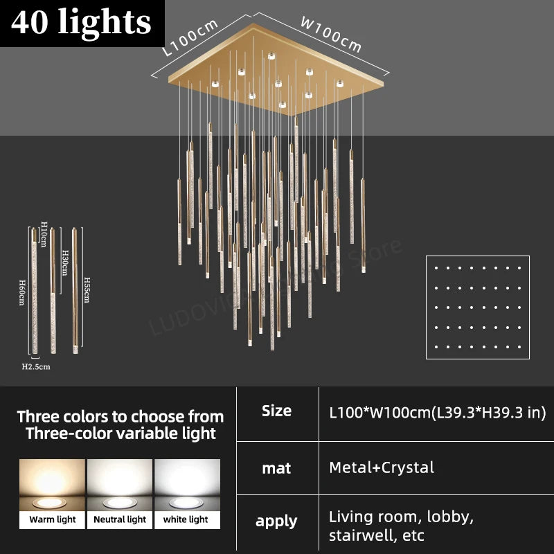 Hotel lobby LED Chandelier Villa hall Living room Crystal Chandeliers Customable High Ceilings Chandelier