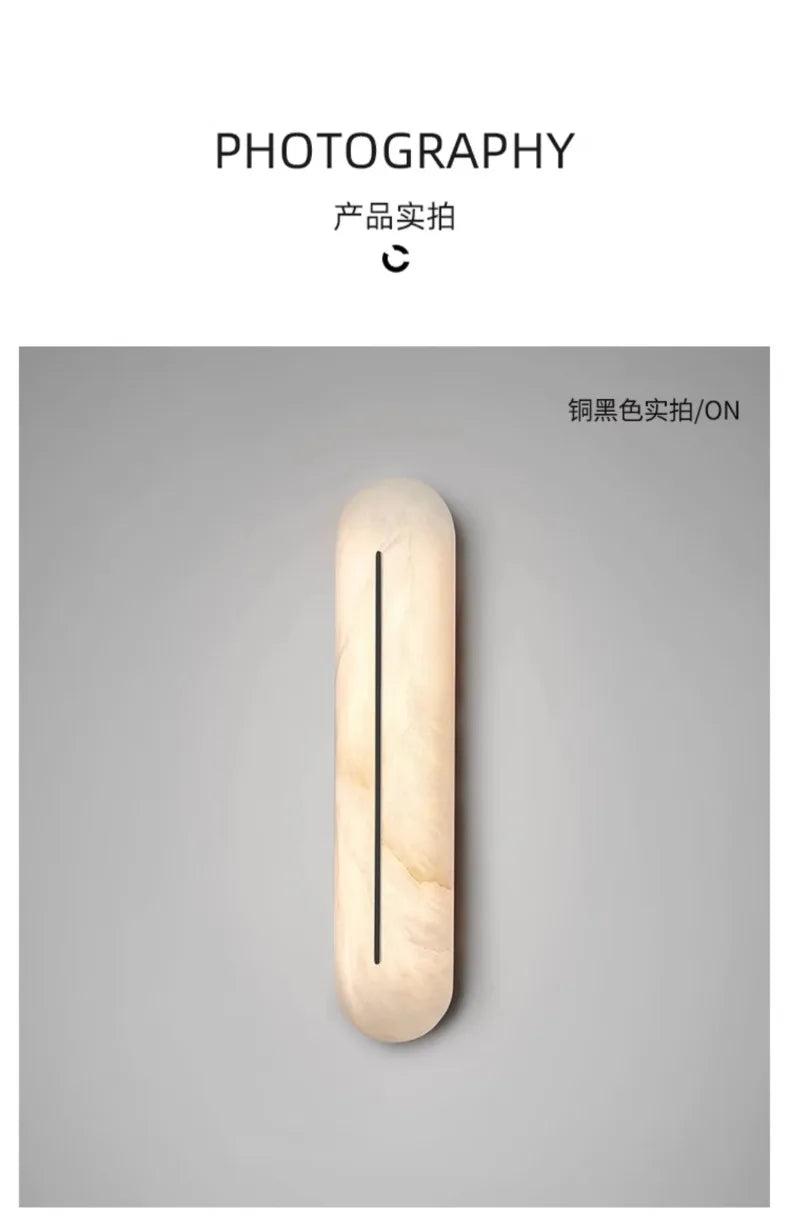 Italian Wall Lamp Natural Marble Bedside LED Light for Bedroom Villa Entryway Hallway Living Room Indoor Decorative Lighting