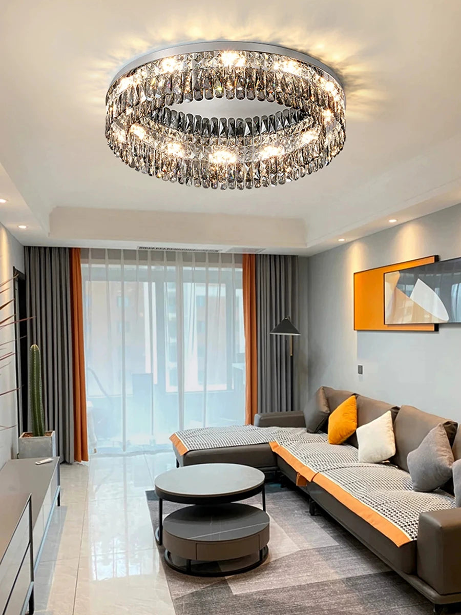 Light Luxury Crystal Ceiling Light Round LED Lamp 2025 New Post-modern Design Upscale Lighting Fixture for Living Room Bedroom