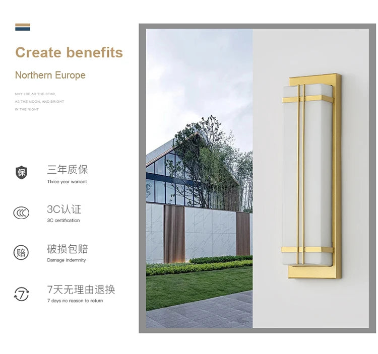 Outdoor wall lamp waterproof wall lamp Internet celebrity creative balcony aisle stairs bedroom living room new Chinese
