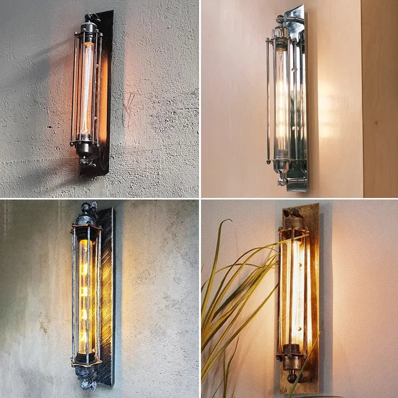 American Flute Wall Lamp Unique LOFT Restaurant Bar Grill Hallway Iron Wall Light Rustic Industrial Decor Edison Bulb Fixture