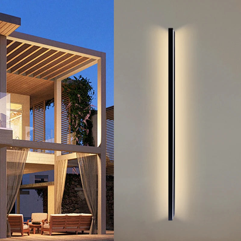 LED Lighting Wall Lamp IP65 Garden AC Long Wall Light Outdoor Waterproof Modern Long Strip 85-256v OutdoorDecoration