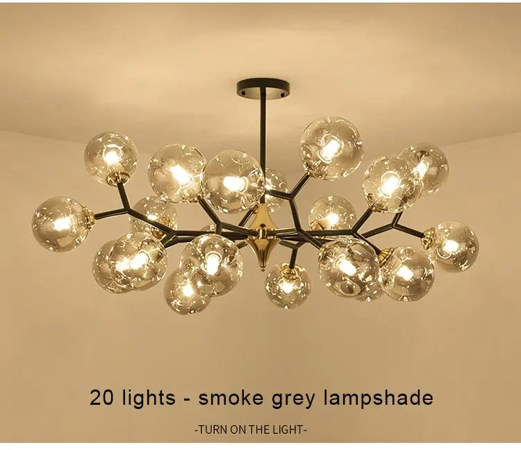 LED Glass Ball Chandelier Pendant Light for Indoor Decorative Lighting - Living Room Bedroom Dining Room