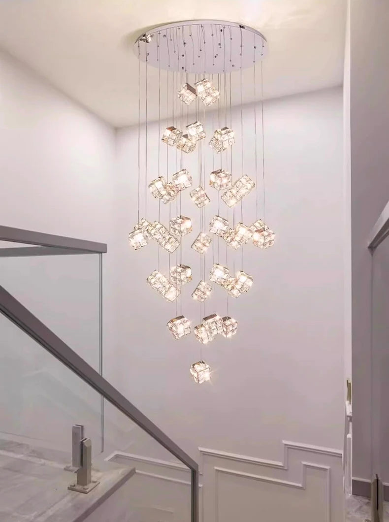 Modern home decoration crystal chandelier, stair Pendant lamp, living room Pendant lights, interior lighting