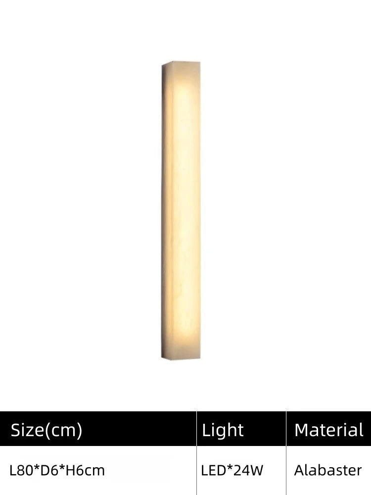 Nordic Hotel Bedroom Corridor Alabaster White Lampshade Strip Natural Marble Stone Wall Sconces Lights Indoor Copper Wall Lamps