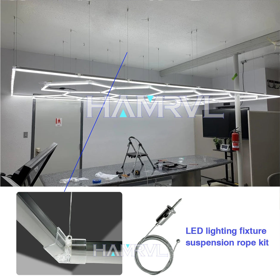 Honeycomb LED Rectangle Lighting Office Gym Desk Barber Workshop Ceiling pendant Light Color change Dimmable Garage Hexagon Lamp