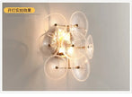 Creative Matte Metal Golden Base with LED Bubble Water Pattern Glass Round Shade Wall Sconce Bedside Lamp