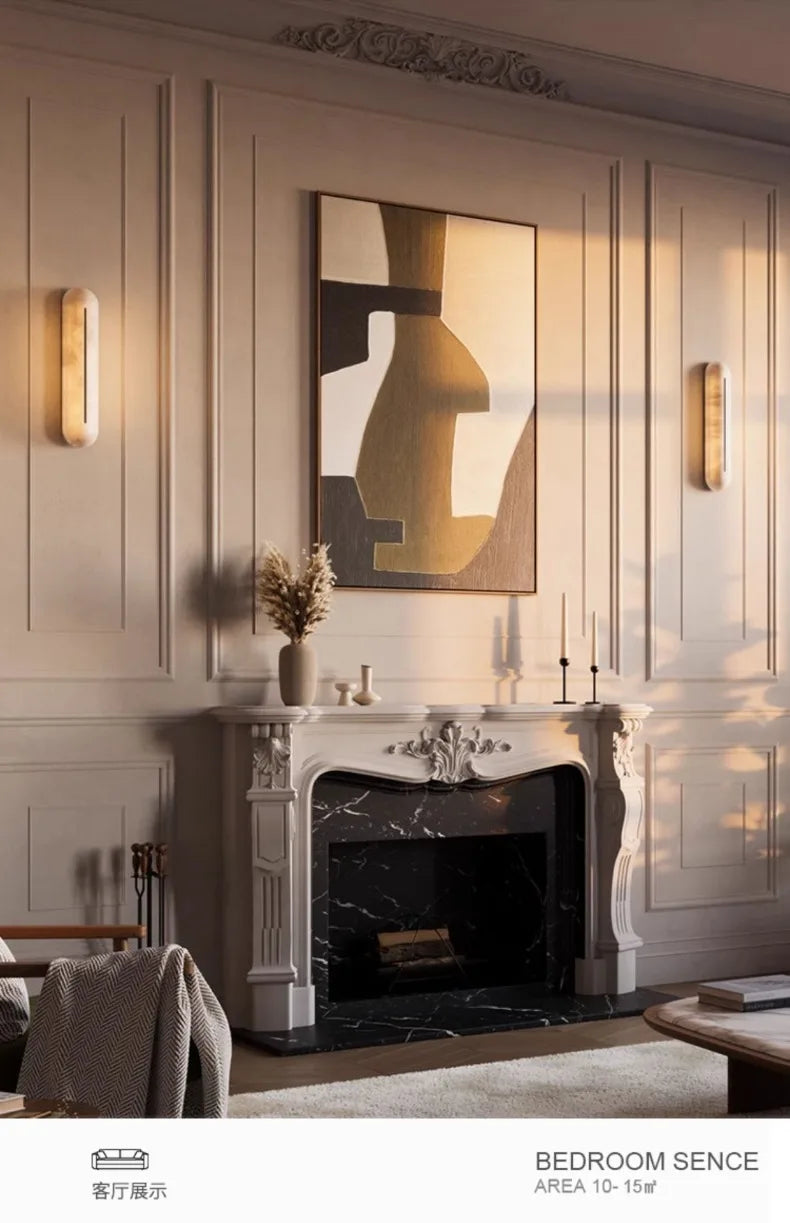 Italian Wall Lamp Natural Marble Bedside LED Light for Bedroom Villa Entryway Hallway Living Room Indoor Decorative Lighting