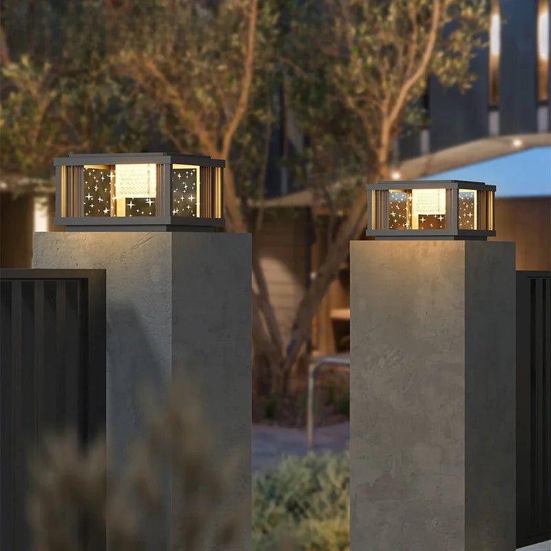 Solar Column Head Lamps Waterproof Courtyard Lamps Gate Pillar Lamps Wall Column Lamps Outdoor Villa Column Head Lamps