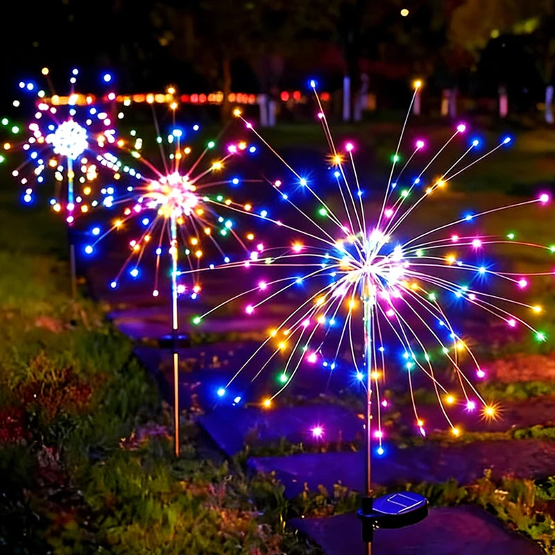 LED Firework Garden Decor Lights Solar Power Waterproof Outdoor Path Solar Lawn Lamp for Villa Patio Balcony Street