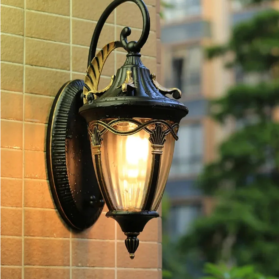 SANDIY Outdoor Wall Lights External Sconce Lamp LED Porch Luminaire Retro Balcony Patio Fence Lighting 220v 110v Glass Latern