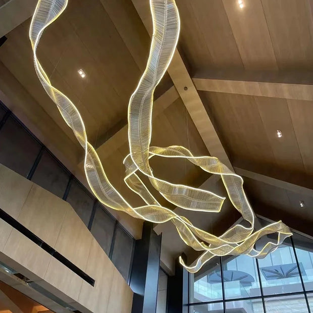 Hotel Living Room Hanging Led Chandelier Hotel Restaurant Large Led Chandelier Modern Pendant Light Glass Lights Lobby