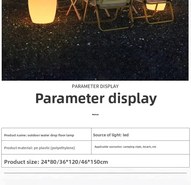 Water Drop Solar Outdoor Camping Lantern for Sunset Ambience Decoration Windproof Portable Camp Light for Tent Yard Garden