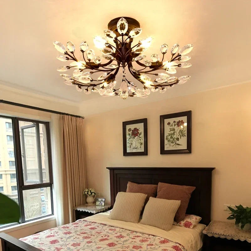 VIOLET Modern Crystal Ceiling Light American Country LED Creativity Living Room Dining Room Bedroom Coffee shop clothing store