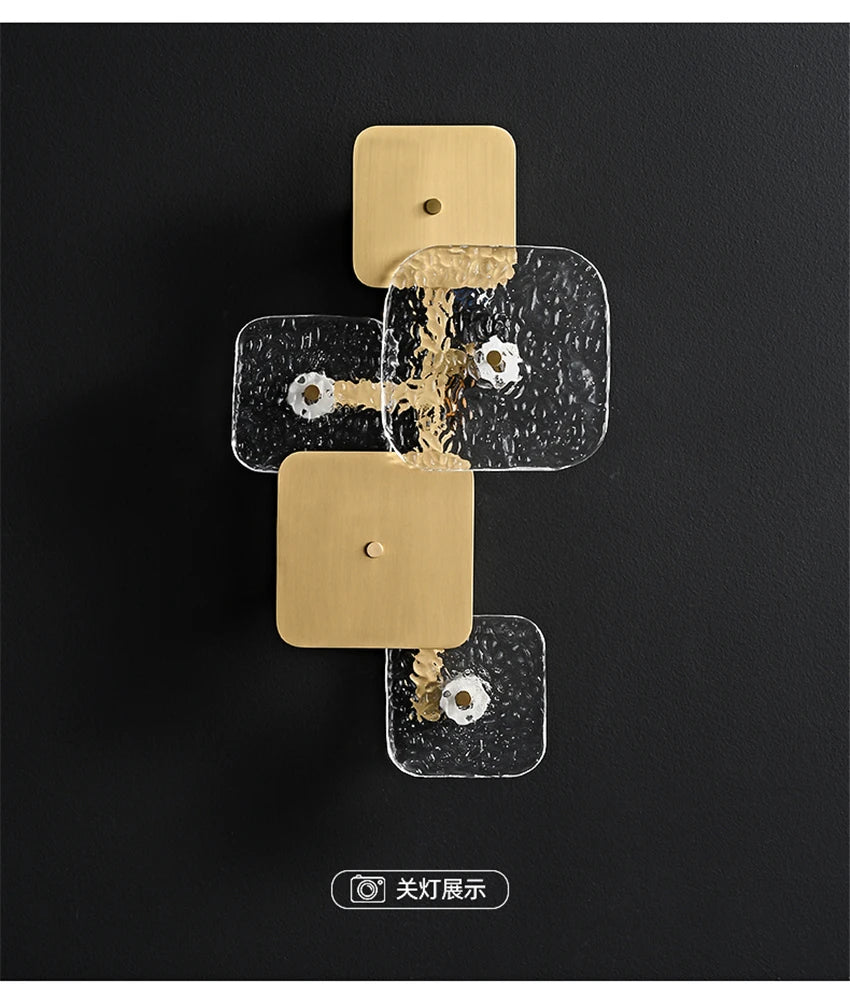 Modern Gold Full Copper Glass Living Room Wall Lamps Hotel Lobby Aisle Villa Bathroom Bedroom Home Art Deco Wall Lights