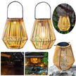Waterproof Rattan Solar Lantern Solar Powered Bamboo Frame Bamboo Chandelier Lamp Standing/Hanging Weaving Lantern