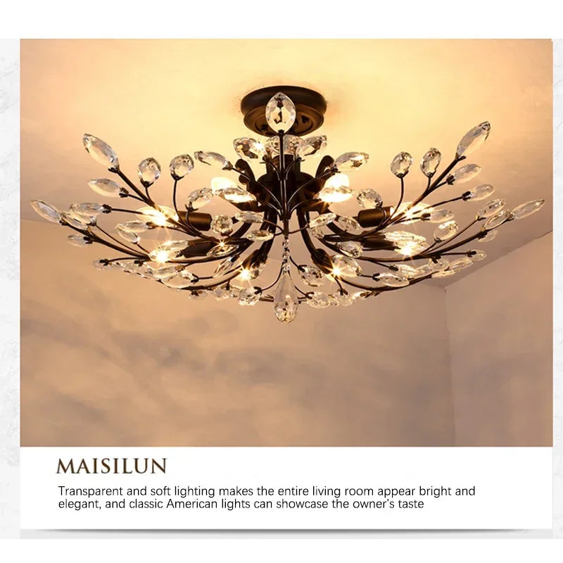 VIOLET Modern Crystal Ceiling Light American Country LED Creativity Living Room Dining Room Bedroom Coffee shop clothing store