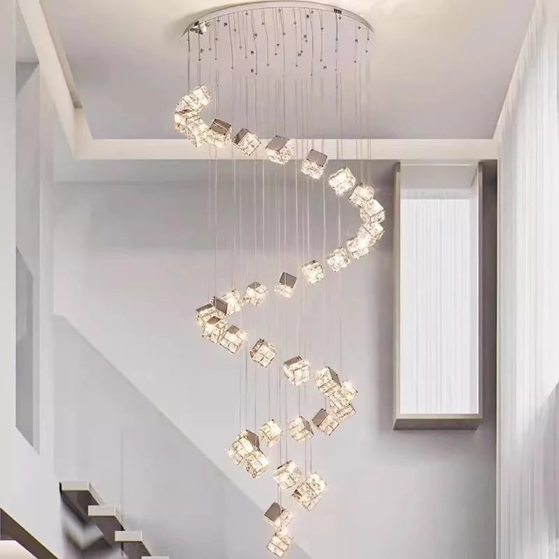 Modern home decoration crystal chandelier, stair Pendant lamp, living room Pendant lights, interior lighting