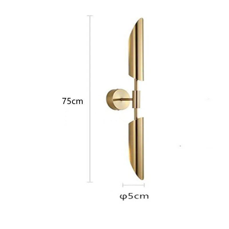 Moderm Luxury Single Double Head Wall Lamp Golden Lnclined Tube Wall Light Mirror Light Stair Living Room Bedroom Deco Luminaire