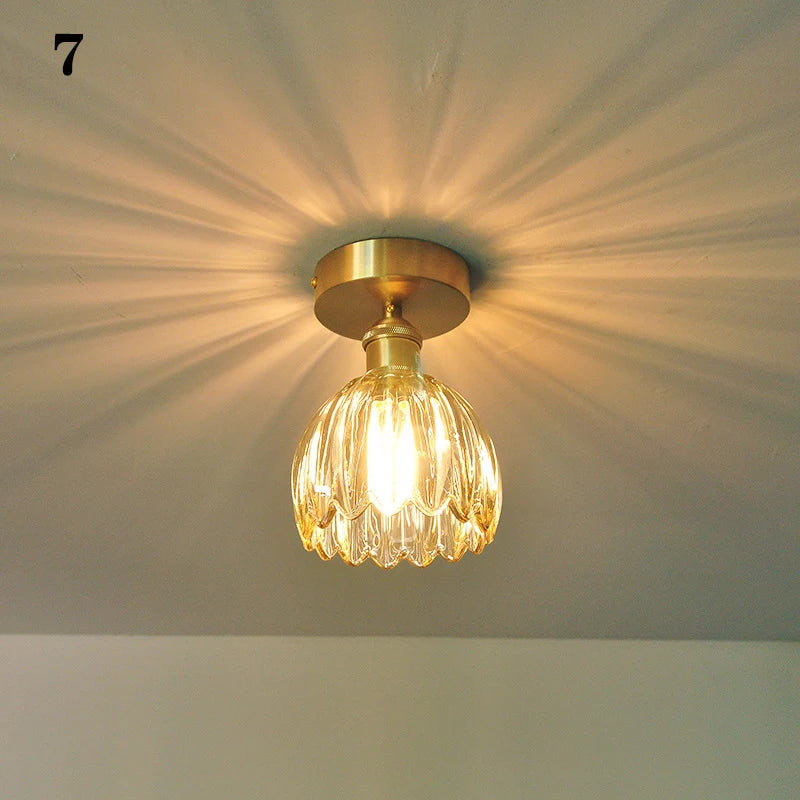 Modern Pendant Ceiling Lamp with Glass Shade for Kitchen Aisle Balcony Bedroom Home Art Deco Led Ceiling Lights Fixtures E27