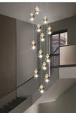 Nordic Crystal Chandelier for Living Room Villa Ceiling Chandeliers Duplex Loft Hanging Lamps Stairscase Suspended Pendant Lamps