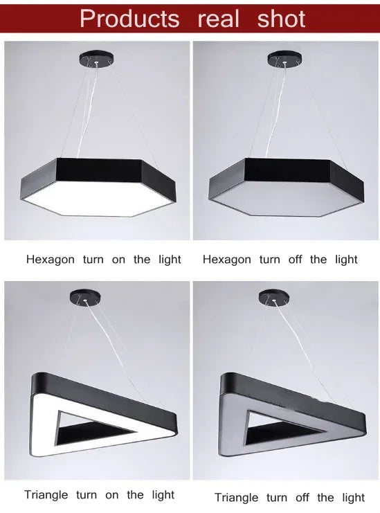 Creative Hexagonal Led Lamps Office Chandelier Round Simple Y-shaped splicing Special-Shaped Chandelier Gym Office Light