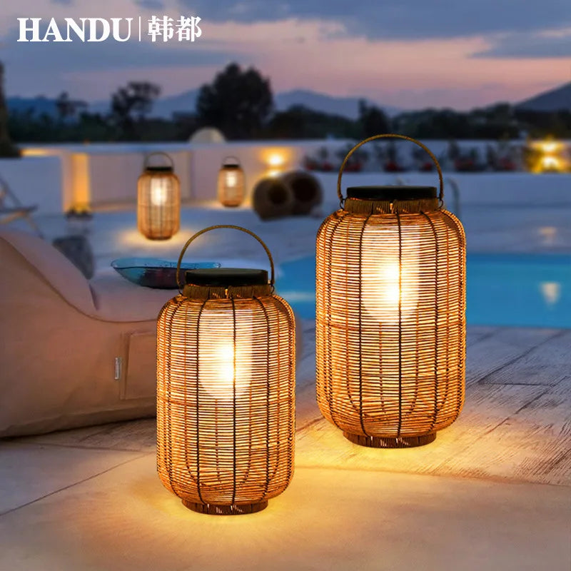 Solar GardenGarden Lawn Outdoor Portable Light Hanging Light Japanese Floor Light Balcony
