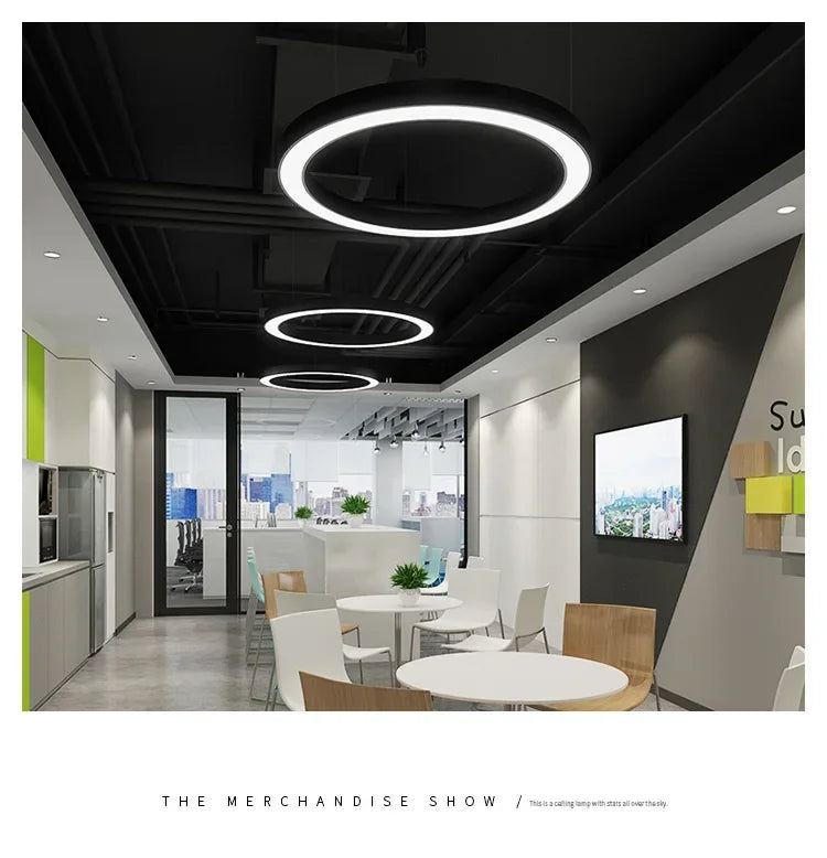 LED round Ring Chandelier Industrial Style for Office Shop Lobby Circle Engineering Lighting Fixture