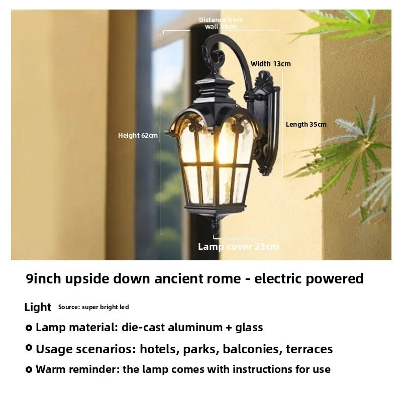 Outdoor Waterproof Wall Lamp For Garden Villa Gate Outdoor European-Style Courtyard Balcony Exterior Wall Lamp Retro Wall Lamp
