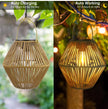 Outdoor Solar Rattan Lanterns, Waterproof Hanging Boho Solar Lights for Garden, Patio, Yard, Porch Decorative Lighting