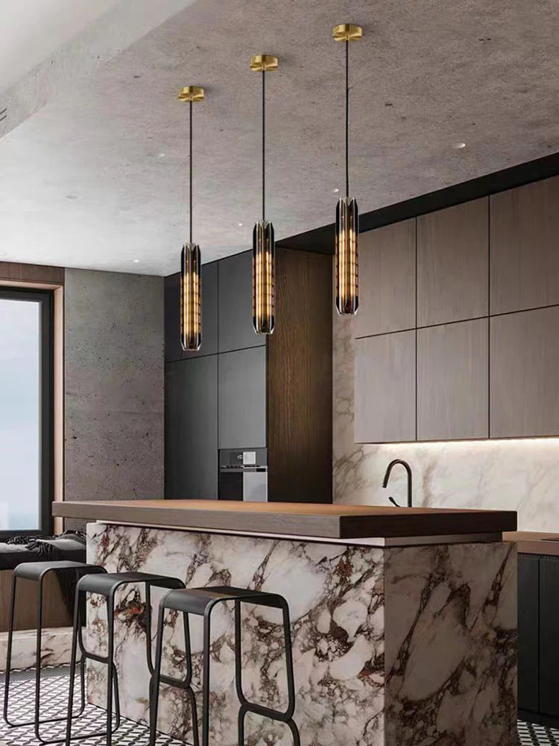 Nordic Minimal LED Pendant Lights Tubes Shaped Chandeliers Home Decor Dinning Living Rooms Villa Island Counter Lighting Fixture