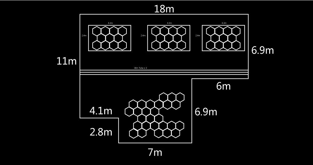 Hexagon LED Light for Garage Ceiling Auto Car Body Repair Workshop Barbershop Hair Salon Gym - Customized Lighting Lamp