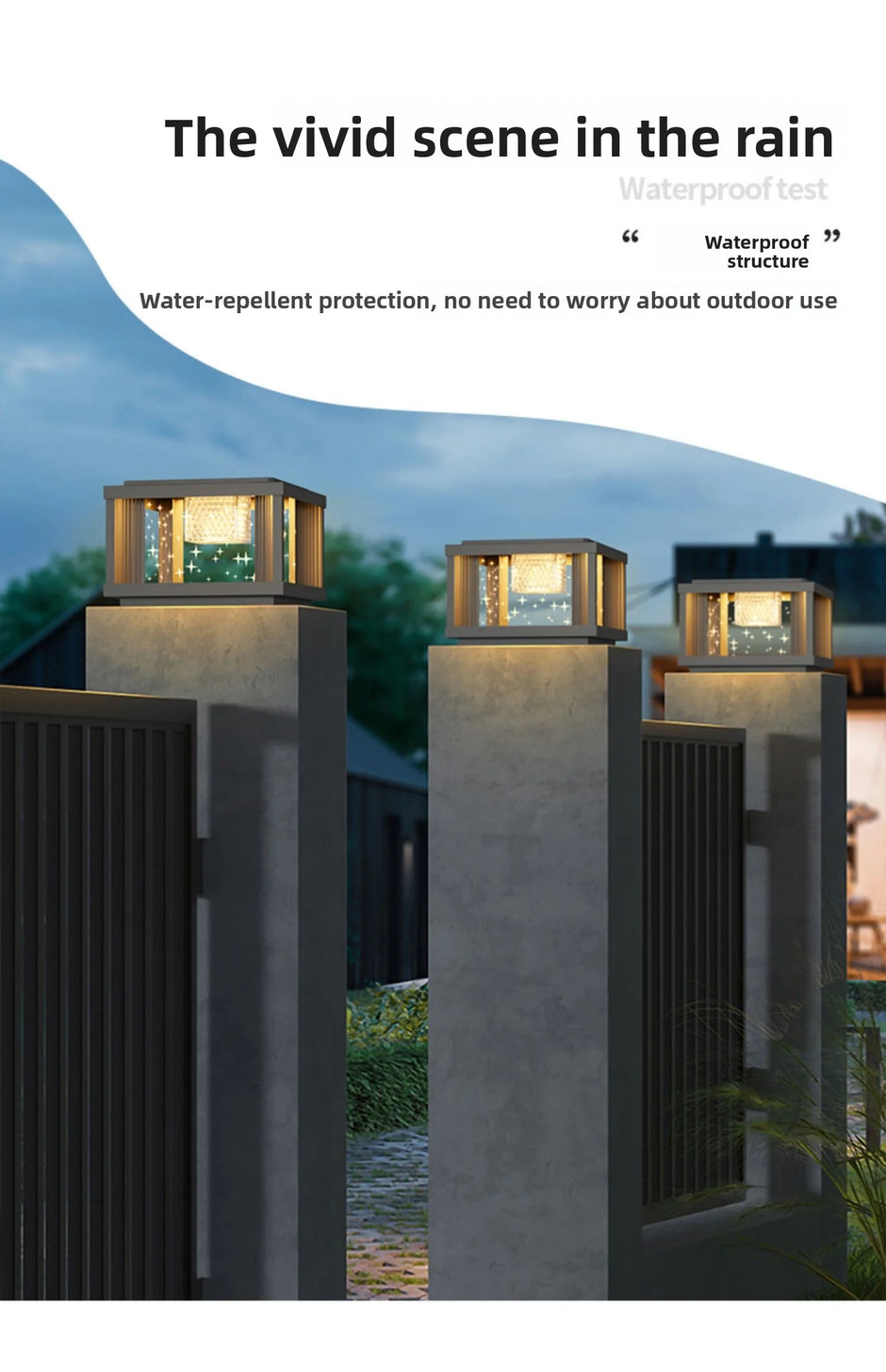 Solar Column Head Lamps Waterproof Courtyard Lamps Gate Pillar Lamps Wall Column Lamps Outdoor Villa Column Head Lamps