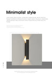 Outdoor Waterproof Wall Lamps Strip Aluminum Wall Lights 18W LED Black Wall Lamp Bedroom Exterior Outdoor Lighting Fixtures
