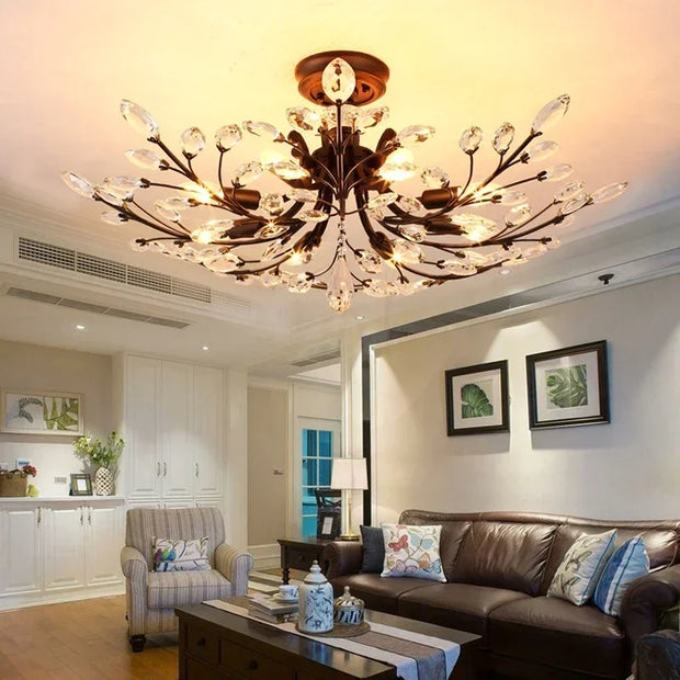 VIOLET Modern Crystal Ceiling Light American Country LED Creativity Living Room Dining Room Bedroom Coffee shop clothing store