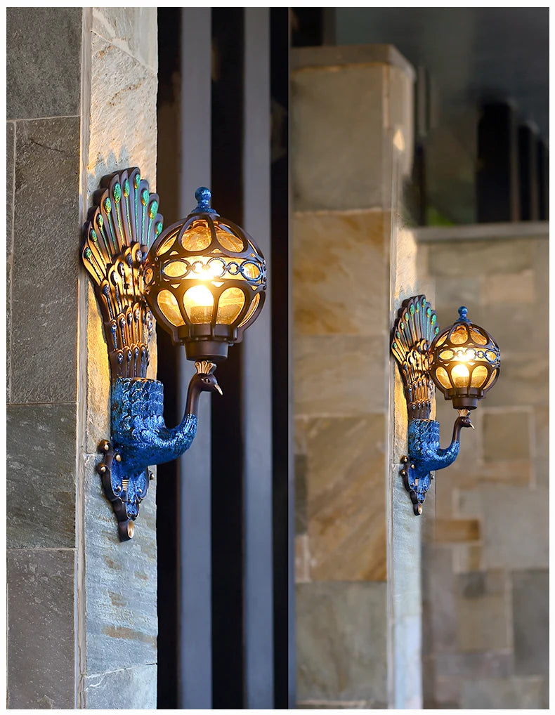 Outdoor courtyard pillar wall lamp waterproof terrace retro courtyard villa exterior wall balcony outdoor courtyard lamp