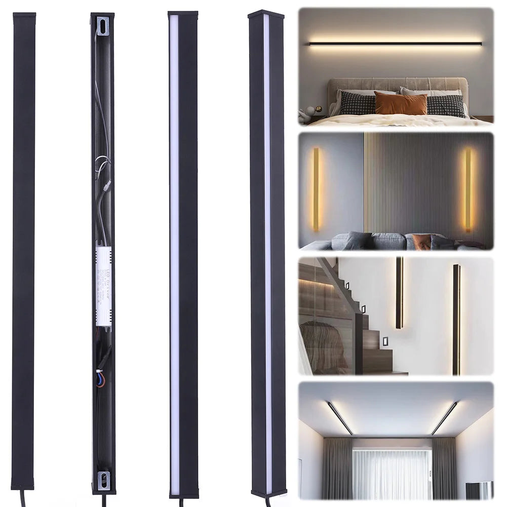 Modern Plug in Long Wall Sconce Indoor Wall Lamp Wall Mounted Light for Bedroom Living Room Hallway