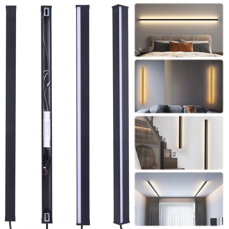 Modern Plug in Long Wall Sconce Indoor Wall Lamp Wall Mounted Light for Bedroom Living Room Hallway