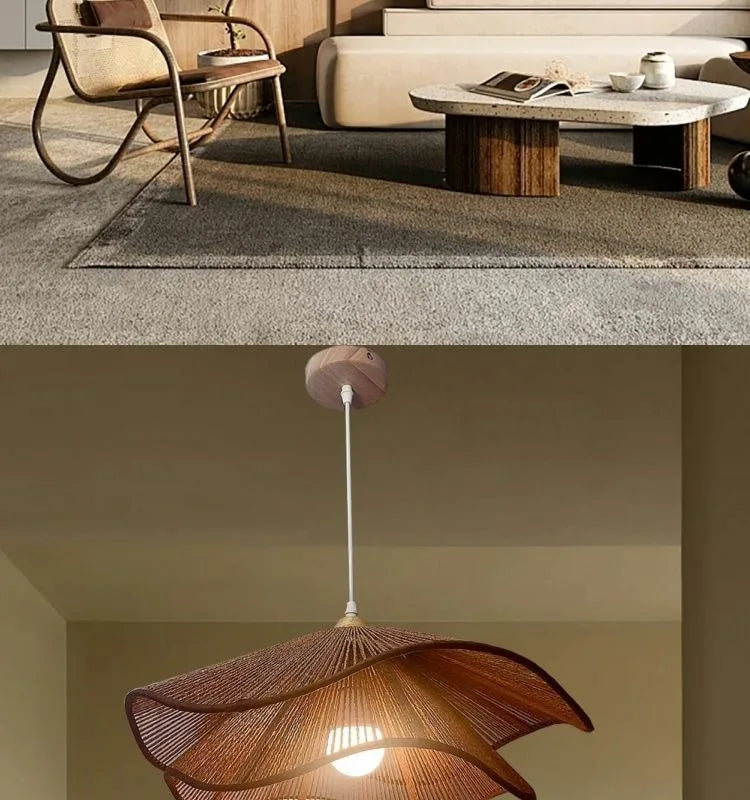 2024 new Chinese style hand-woven chandeliers tea room celebrity log hanging lamp for home decor living dining room furniture