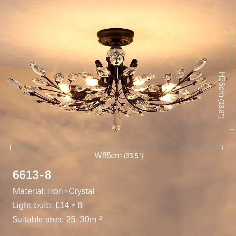 VIOLET Modern Crystal Ceiling Light American Country LED Creativity Living Room Dining Room Bedroom Coffee shop clothing store