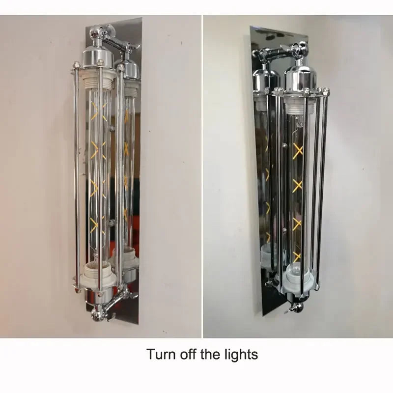 American Industrial Electroplated silver Vintage Wall Lamp 8W Led Wall Light Bedroom Cafe Restaurant Bedside Wall Light