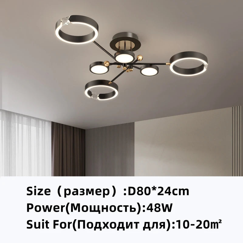 Modern Luxury Nordic Style Aluminum Circle Shaped LED Pendant Light Art Creative Lamp for Living Room Home Decoration Chandelier