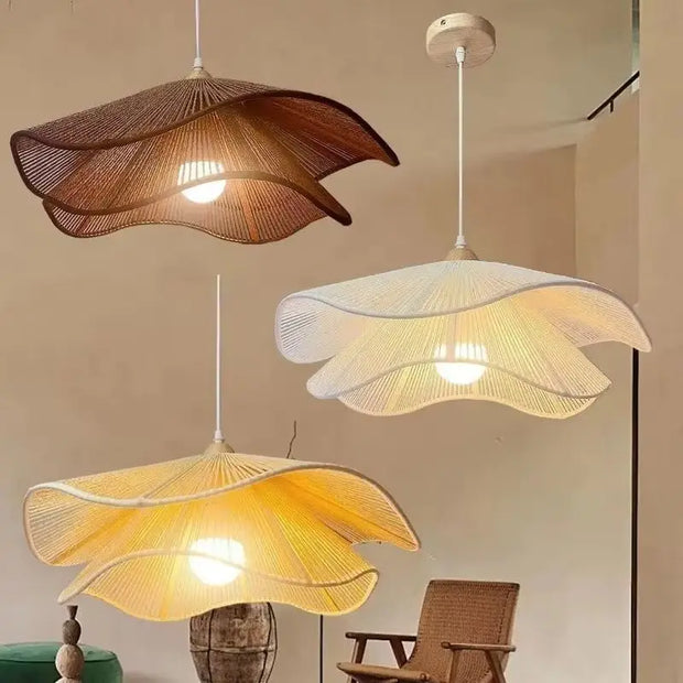 2024 new Chinese style hand-woven chandeliers tea room celebrity log hanging lamp for home decor living dining room furniture
