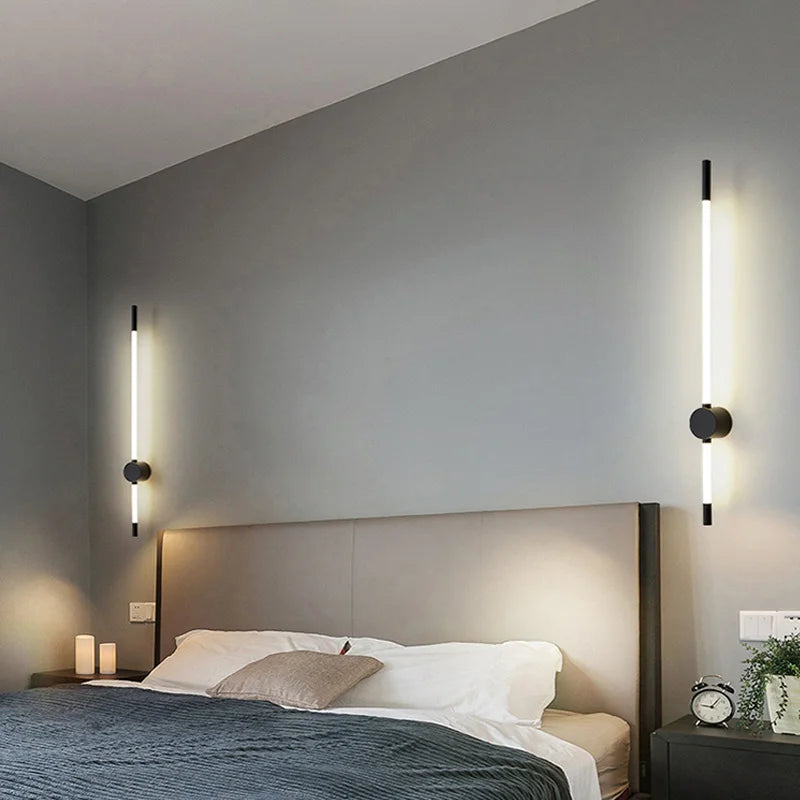 Modern LED Long Wall Lights for Bedroom Lighting Living Room Background Decorate Stairs Lamp Hotel Black Gold Sconce Fixtures