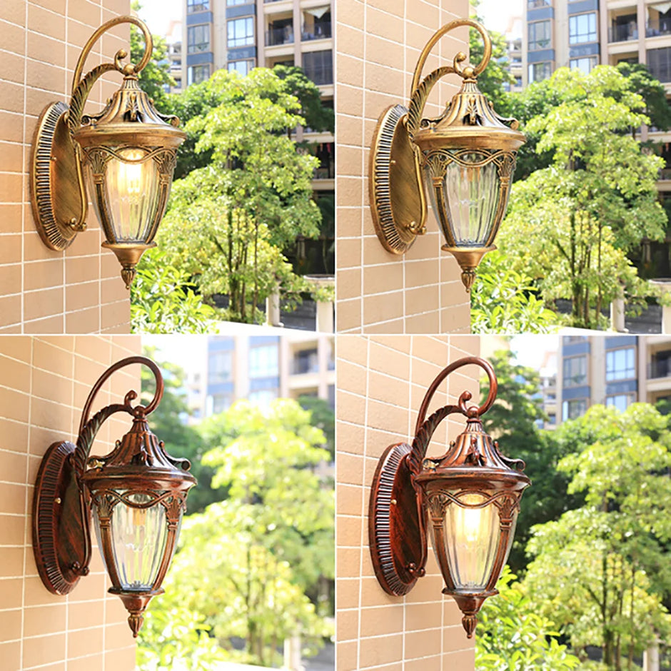 SANDIY Outdoor Wall Lights External Sconce Lamp LED Porch Luminaire Retro Balcony Patio Fence Lighting 220v 110v Glass Latern
