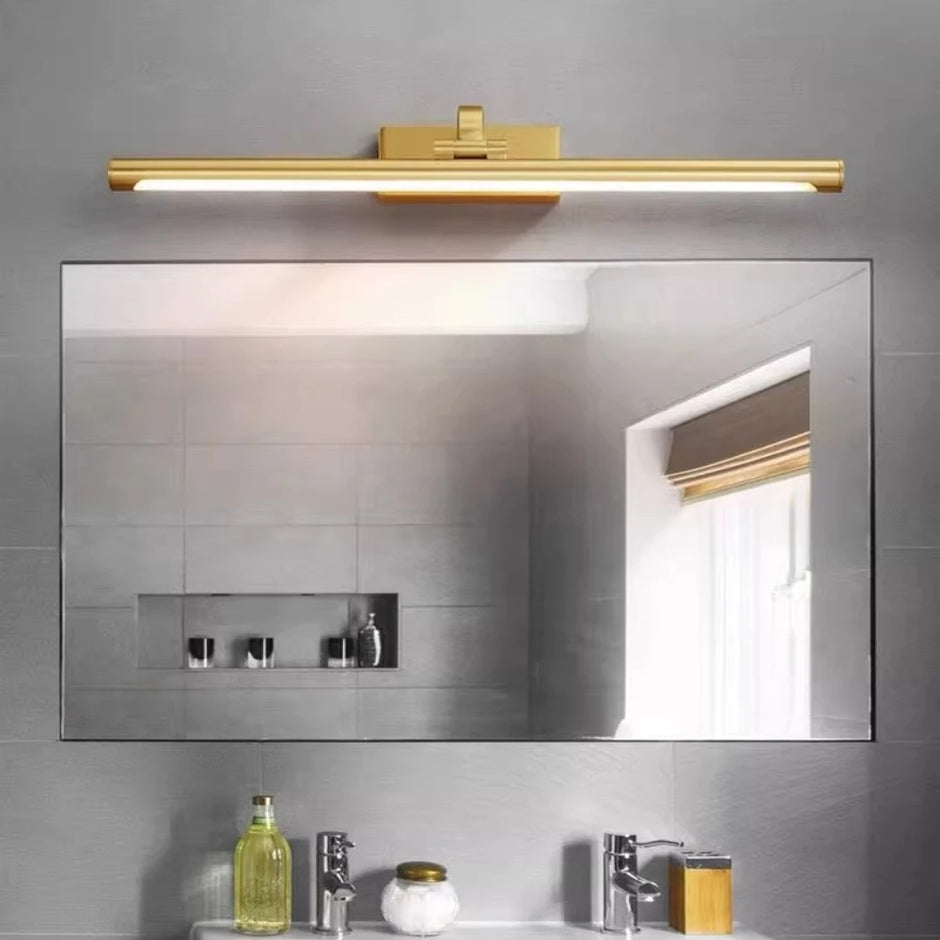 Modern Gold Copper LED Wall Light Rotatable Mirror Bathroom Bedroom Sconce Brass Simple Wall Lamp