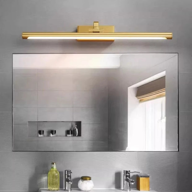 Modern Gold Copper LED Wall Light Rotatable Mirror Bathroom Bedroom Sconce Brass Simple Wall Lamp